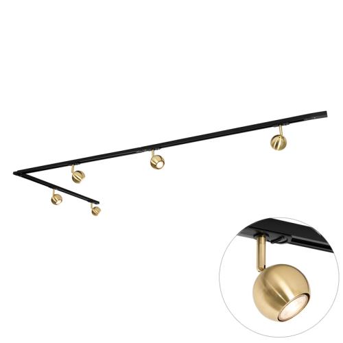 Moderní 1-fázový kolejnicový systém 5-světlo černý se zlatem - Gissi