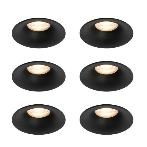 Sada 6 černých zapuštěných bodových svítidel GU10 50 mm - Gijs