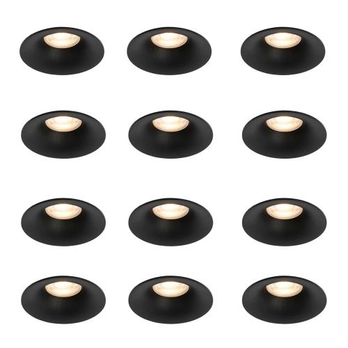Sada 12 černých zabudovaných bodových svítidel GU10 50 mm - Gijs