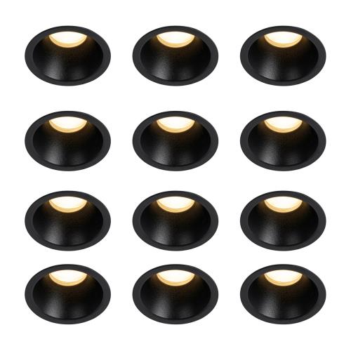 Sada 12 moderních zapuštěných bodových svítidel černých GU10 35 mm IP44 - Dept