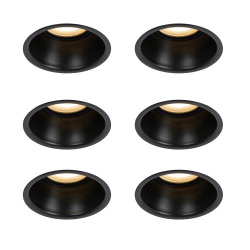 Sada 6 vestavných bodových svítidel černých GU10 50 mm IP44 - Dept