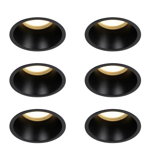 Sada 6 černých zapuštěných bodových svítidel GU10 70 mm IP44 - Dept