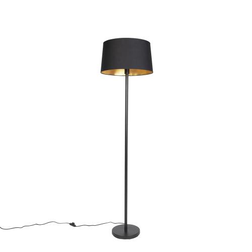 Chytrá stojací lampa černá s černým stínítkem 45 cm vč. Wifi A60 - Simplo
