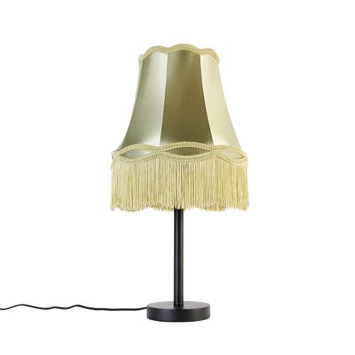 Klasická stolní lampa černá sbabičkovským stínítkem zelená 30 cm - Simplo