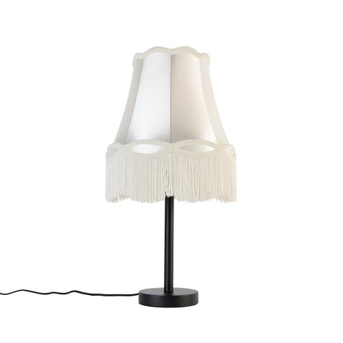 Klasická stolní lampa černá sabajurem krémová 30 cm - Simplo