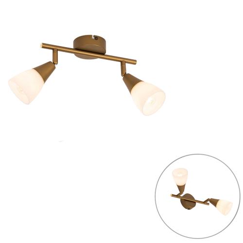 Klasické stropní bodové světlo zlaté s matným sklem 2-světlo - Madi