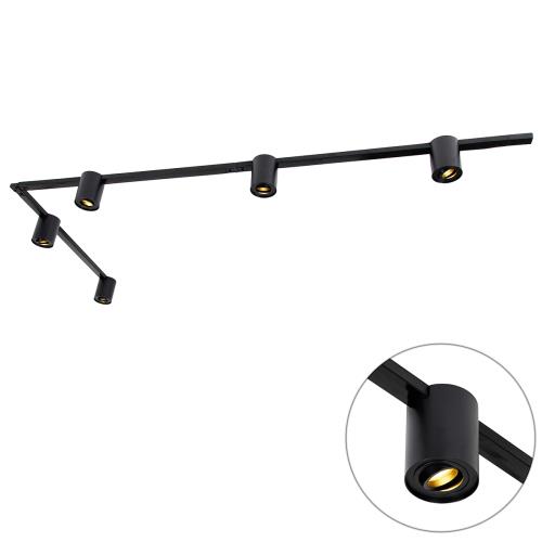 Moderní 1-fázový kolejnicový systém s 5 reflektory černý - Rondoo Up