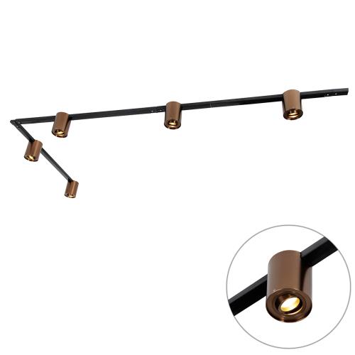 1-fázový kolejnicový systém s 5 reflektory tmavě bronzový a černý - Rondoo Up