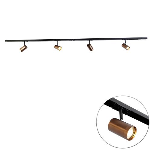 Moderní 1-fázový kolejnicový systém se 4 reflektory tmavě bronzový - Jeana