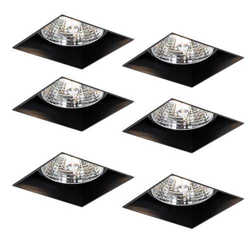 Sada 6 černých zapuštěných bodových svítidel GU10 70 mm bez rámečku - Oneon