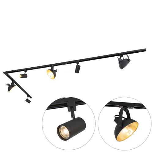 1-fázový kolejnicový systém se 6 nastavitelnými černými reflektory - Magnax Jeana