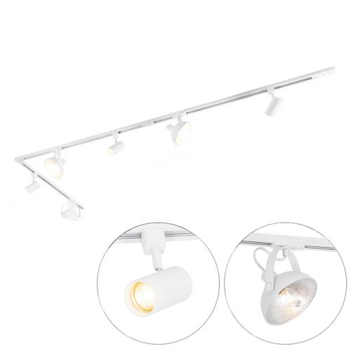 1-fázový kolejnicový systém s 6 nastavitelnými bílými reflektory - Magnax Jeana