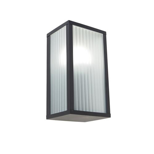 Chytré venkovní nástěnné svítidlo černé s žebrovaným sklem vč. WiFi A60 - Charlois