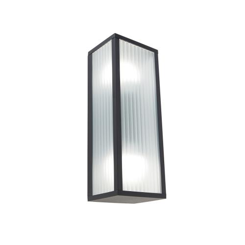 Chytré venkovní nástěnné svítidlo černé s žebrovaným sklem vč. 2 Wifi A60 - Charlois