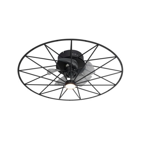 Stropní ventilátor černý 62 cm vč. LED stmívatelný s dálkovým ovládáním - Yaran