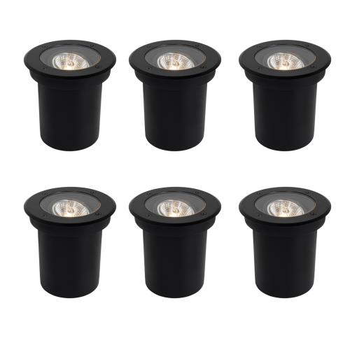 Sada 6 moderních venkovních bodových světel černých AR70 nastavitelných IP65 - Delux