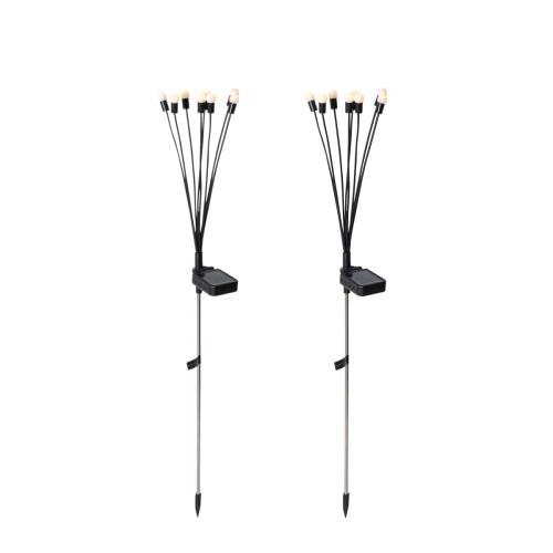 Stojací venkovní lampa černá vč. LED ssolárním panelem azemním hrotem - Fire Fly