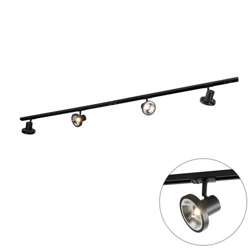 Moderní kolejnicový systém se 4 černými reflektory 1-fázový 200 cm - Iconic Jeany