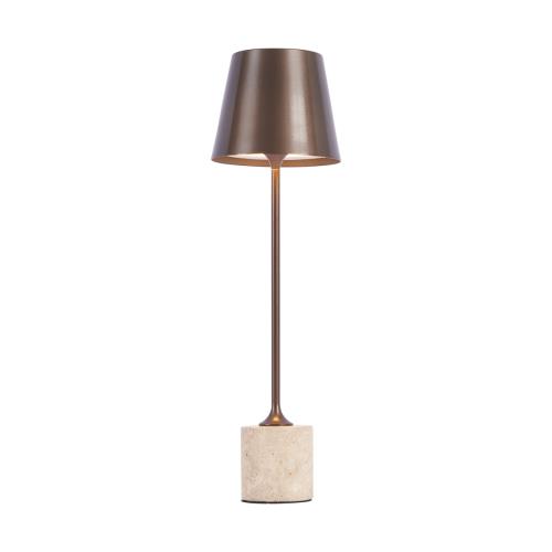 Moderní stolní lampa tmavě bronzová 37 cm vč. LED stmívatelná IP54 dobíjecí - Topi