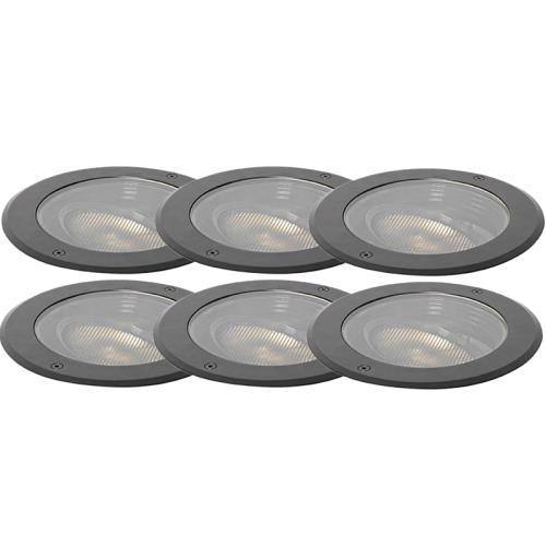 Set van 6 dimbare buiten grondspots zwart IP65 incl LED - Delux Honey