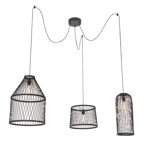 Chytré venkovní závěsné svítidlo černé ratanové 3-světlo vč. LED - Calamus
