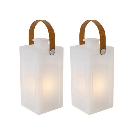 Sada 2 stolních lamp bílých s efektem plamene dobíjecích IP44 - Stard