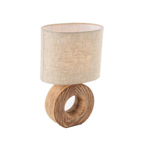 Moderní stolní lampa s dřevěným potiskem a béžovým stínidlem - Meau