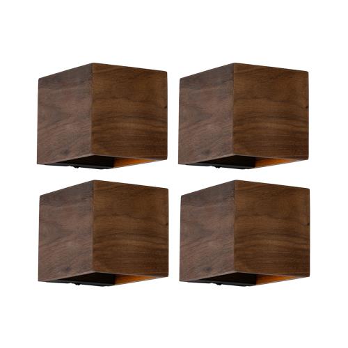 Sada 4 chytrých nástěnných lamp z ořechového dřeva vč. WiFi G9 - Transfer