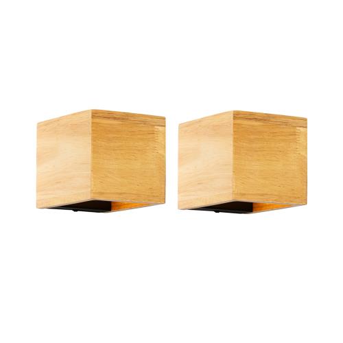 Sada 2 chytrých nástěnných svítidel z dubového dřeva vč. Wi-Fi G9 - Transfer