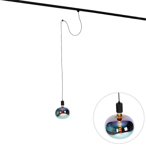 Závěsné svítidlo s kolejnicovým závěsem černé vč. LED G220 - Cavalux