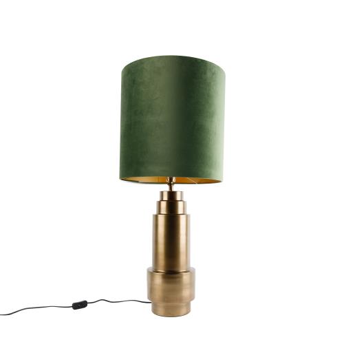 Stolní lampa Bruut ssametovým zeleným stínítkem azlatými detaily, 40cm
