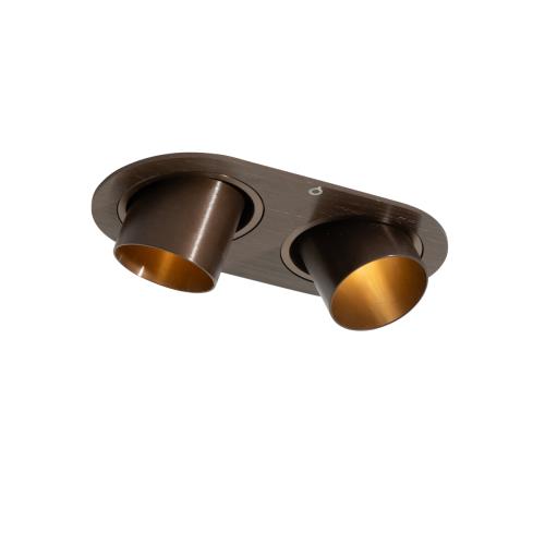 Zakulacené zapuštěné bodové svítidlo tmavě bronzové GU10 35 mm výklopné 2-světlo - Installa