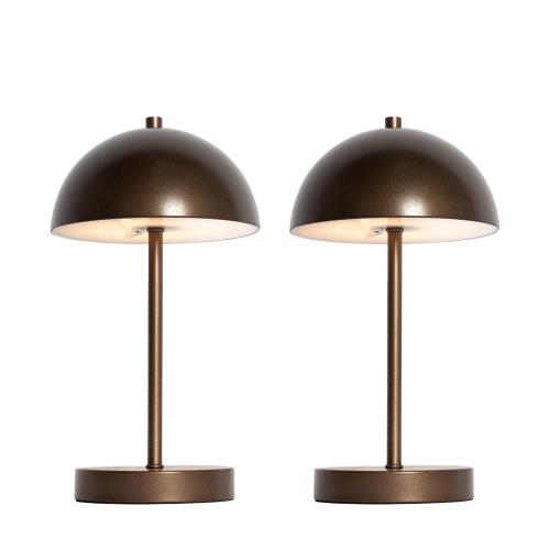 Sada 2 venkovních stolních lamp hub tmavě bronzová dobíjecí - Keira