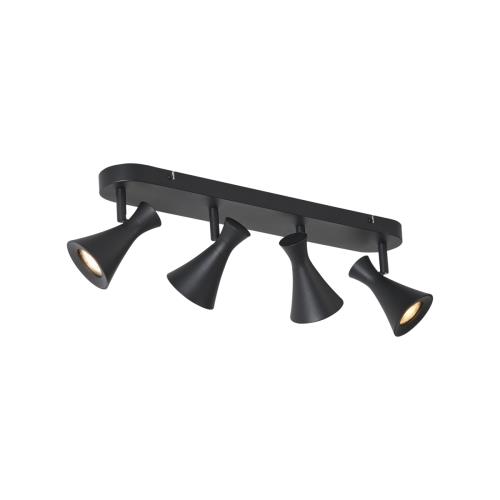 Moderní stropní bodové svítidlo černé 4-světelné otočné a sklopné - Triangle