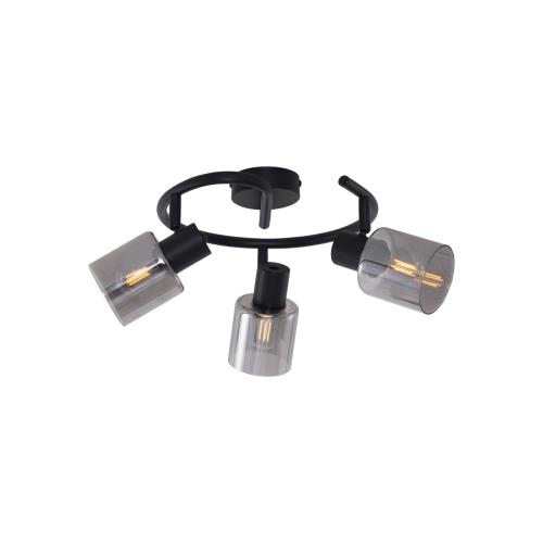 Moderní stropní svítidlo černé se spirálovým kouřovým sklem 3-světlo - Cilin