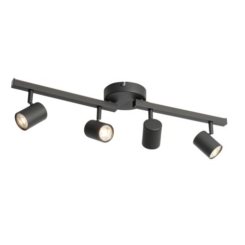 Stropní bodové svítidlo černé GU10 50mm 4-světla včetně podsvícení - Back Up