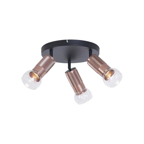 Kulaté stropní bodové svítidlo tmavě bronzové kulaté 3-světelné nastavitelné - Veerle