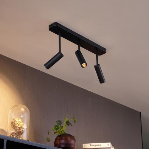 Zaoblené stropní bodové svítidlo černé GU10 35mm 3-světelné nastavitelné - Kate