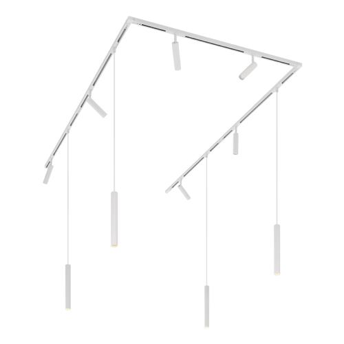 Moderní kolejnicový systém se 6 bodovými světly a 4 závěsnými světly bílý 1-fázový - Slimline Uzzy Keno