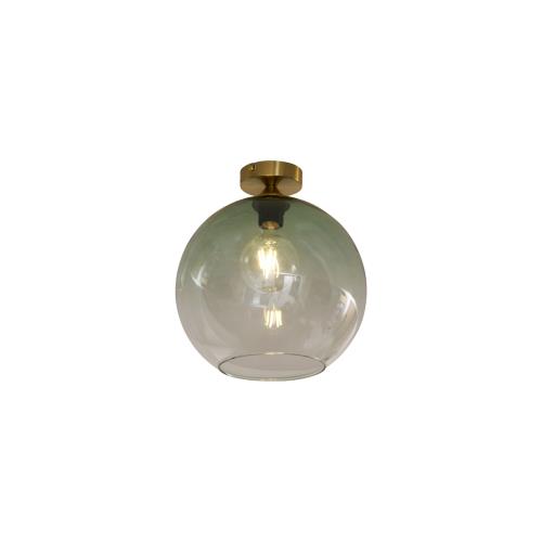 Art Deco stropní svítidlo mosazné se zeleným sklem - Sandra