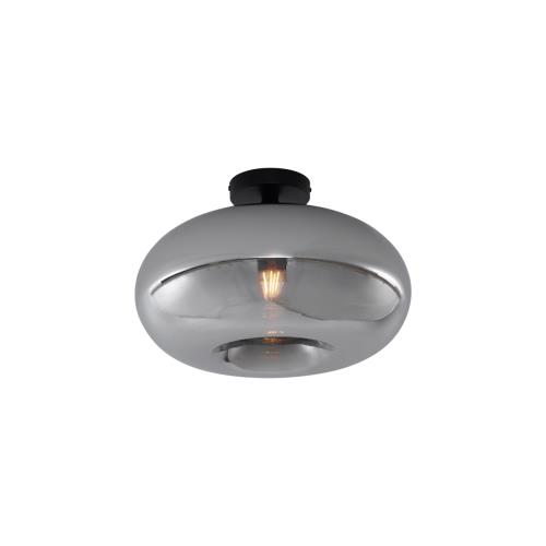 Art Deco stropní svítidlo černé s kouřovým sklem 40 cm - Busa