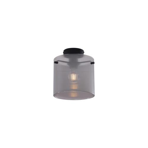 Art Deco stropní svítidlo černé s kouřovým sklem - Laura