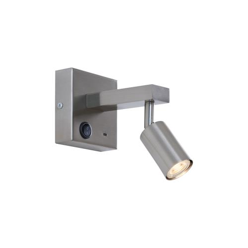 Moderní ocelová nástěnná lampa s USB-C, naklápěcí - Rex