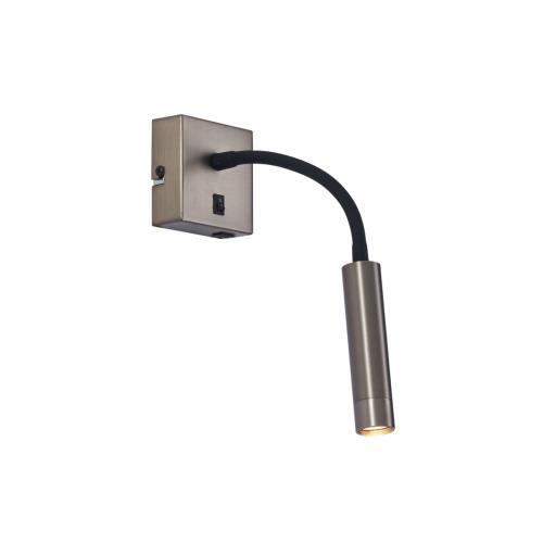 Moderní nástěnná lampa Gunmetal s portem USB-C - Gosna