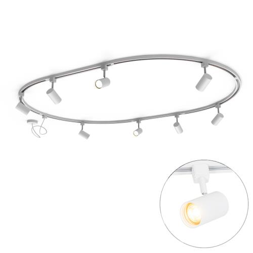 Moderní kolejnicový systém s 8 reflektory bílý 1-fázový oválný 200 cm - Iconic Jeana