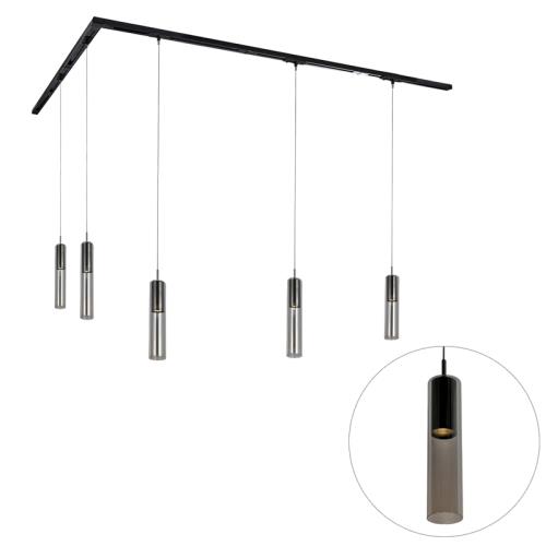 Moderní kolejnicový systém s 5 černými závěsnými světly 1-fázový - Iconic Lloyd