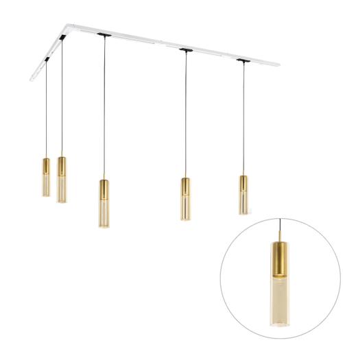 Moderní kolejnicový systém s 5 zlatými závěsnými světly 1-fázový - Iconic Lloyd