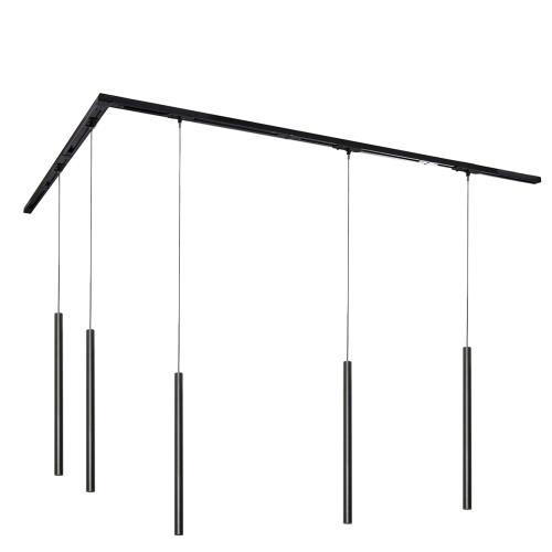 Moderní kolejnicový systém s 5 závěsnými světly černý 1-fázový - Iconic Frini