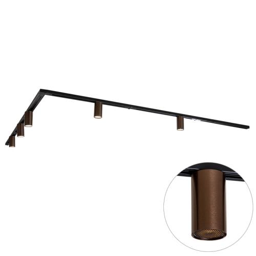 Moderní kolejnicový systém s 5 reflektory tmavě bronzový 1-fázový GU10 35mm - Iconic Ruby