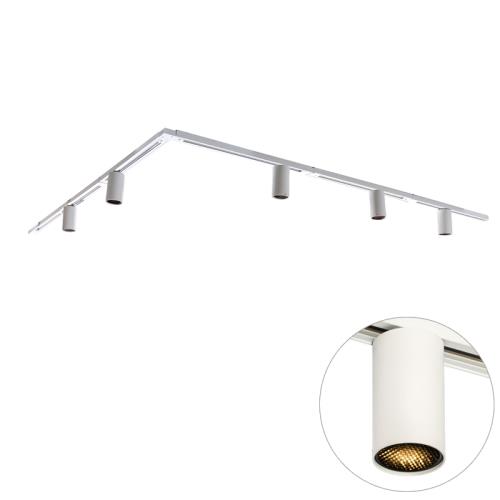 Moderní kolejnicový systém s 5 bílými bodovými světly jednofázový GU10 50mm - Iconic Ruby